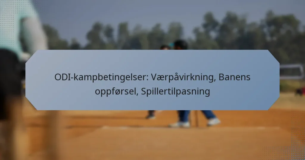 ODI-kampbetingelser: Værpåvirkning, Banens oppførsel, Spillertilpasning