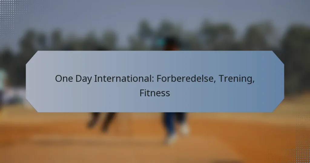 One Day International: Forberedelse, Trening, Fitness