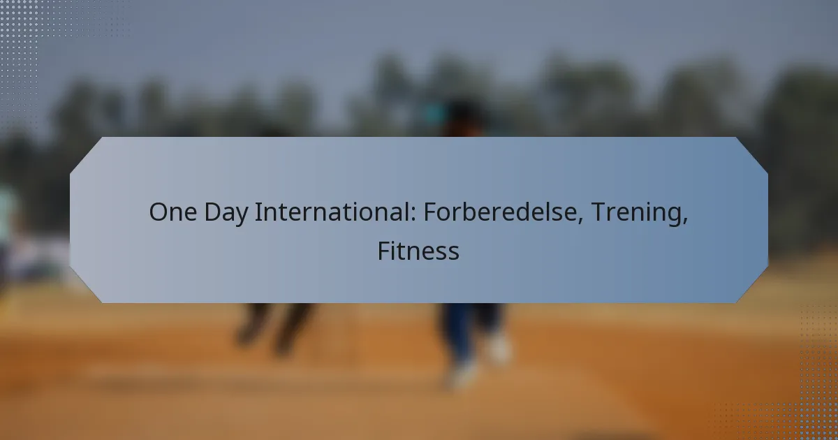 One Day International: Forberedelse, Trening, Fitness