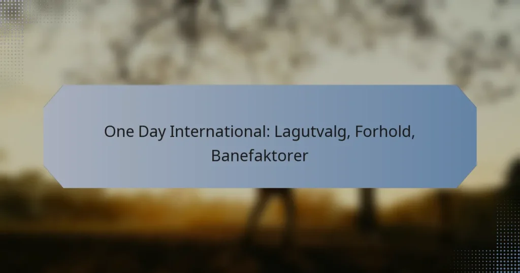One Day International: Lagutvalg, Forhold, Banefaktorer