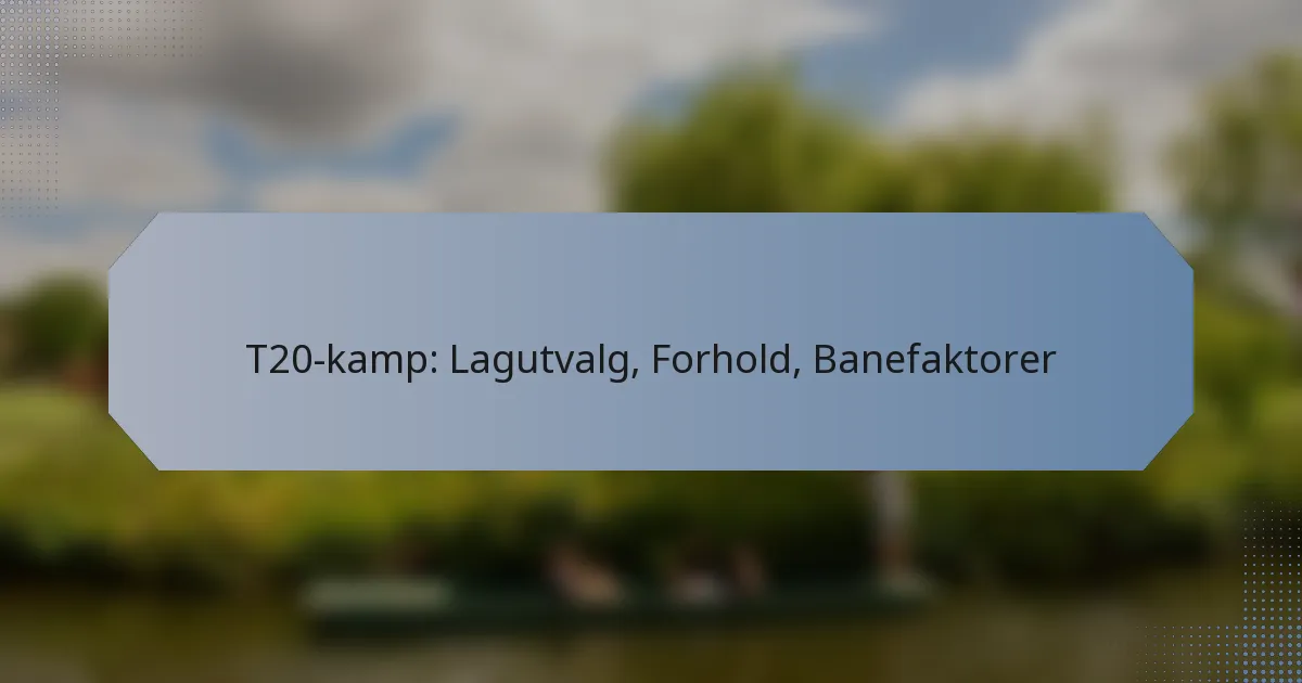 T20-kamp: Lagutvalg, Forhold, Banefaktorer