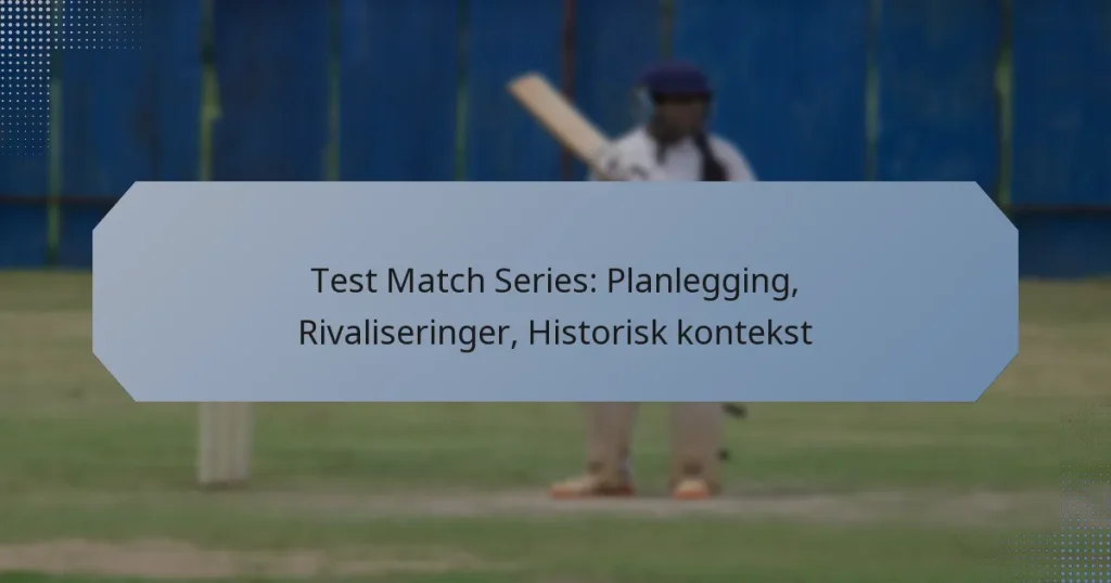 Test Match Series: Planlegging, Rivaliseringer, Historisk kontekst