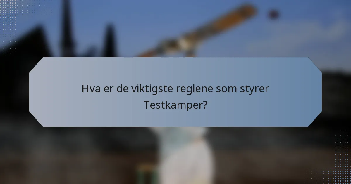 Hva er de viktigste reglene som styrer Testkamper?
