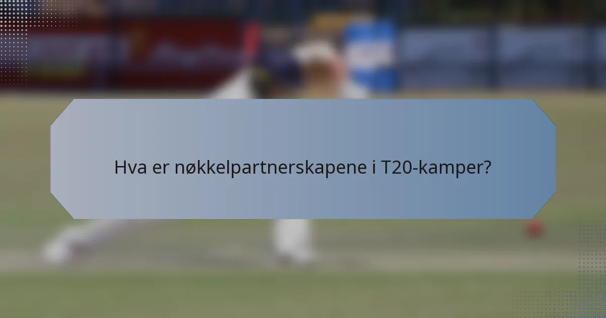 Hva er nøkkelpartnerskapene i T20-kamper?