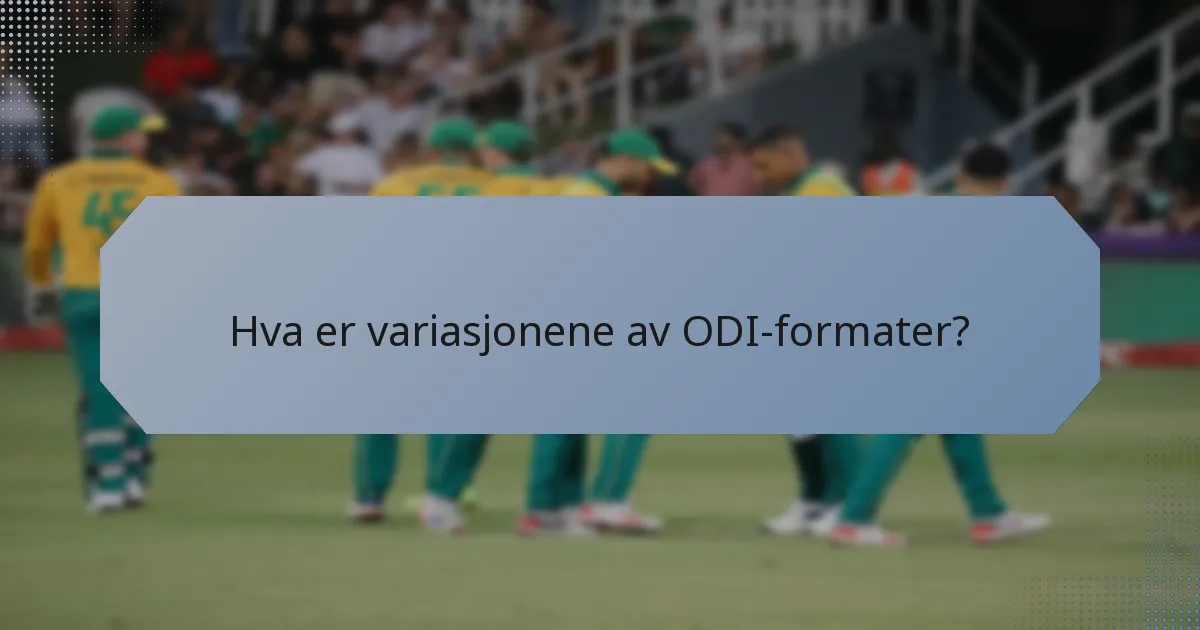 Hva er variasjonene av ODI-formater?