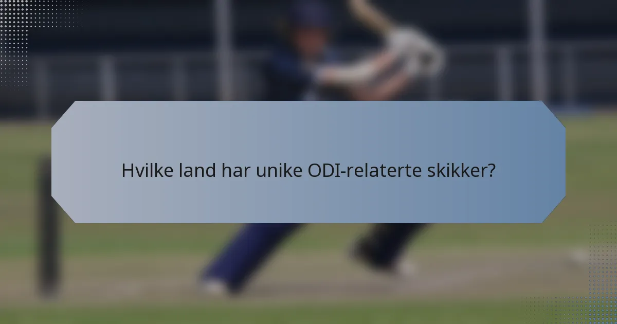 Hvilke land har unike ODI-relaterte skikker?