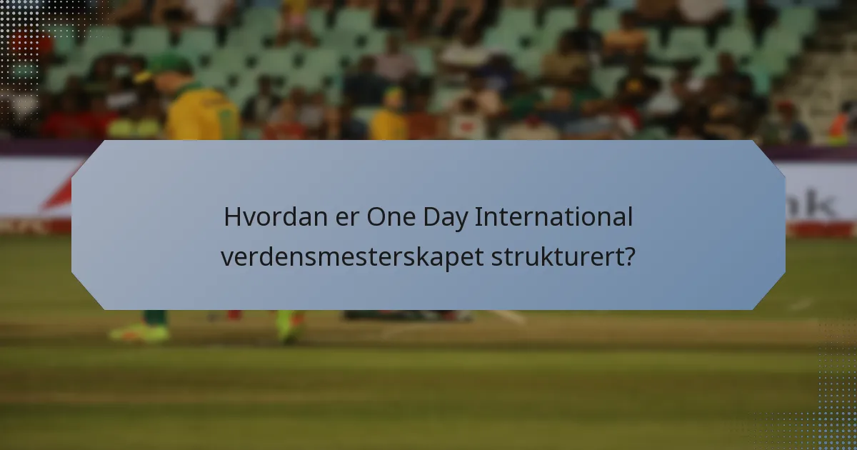 Hvordan er One Day International verdensmesterskapet strukturert?