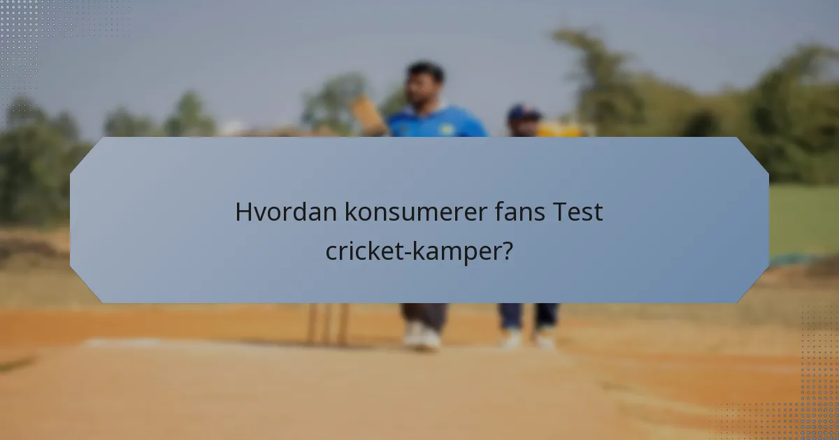 Hvordan konsumerer fans Test cricket-kamper?