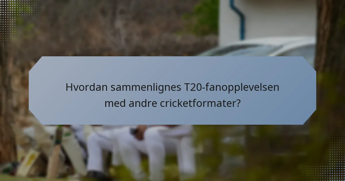 Hvordan sammenlignes T20-fanopplevelsen med andre cricketformater?